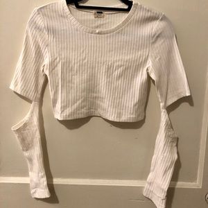 LF white long sleeve cutout top